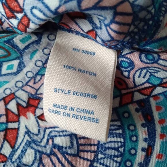 Chelsea & Violet Blue & Red Mandala Print Lightweight Shift Dress Women's Medium - Picture 4 of 15